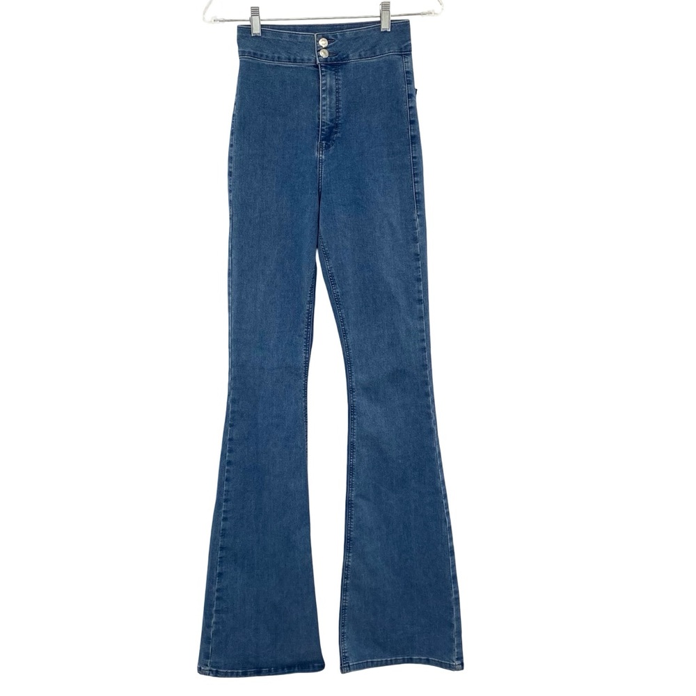 Topshop Three Stretch Flare Jeans High Rise 28 Tall